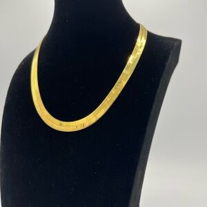 Vintage Monet Thick Gold-tone Herringbone Necklace